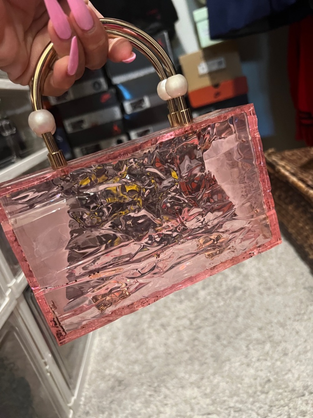 Pink Clear Acrylic Top-Handle Tote - Fashion Handbag